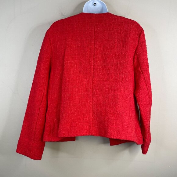 Alfani Womens Zip Front Jacket Size 12 Poppy Red Career Blazer Weekend Travel - Picture 7 of 9